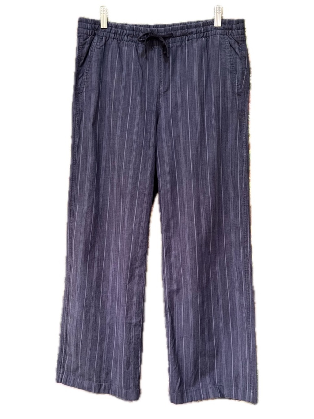LL Bean Favorite Fit Pants cotton striped navy - Picture 3 of 14